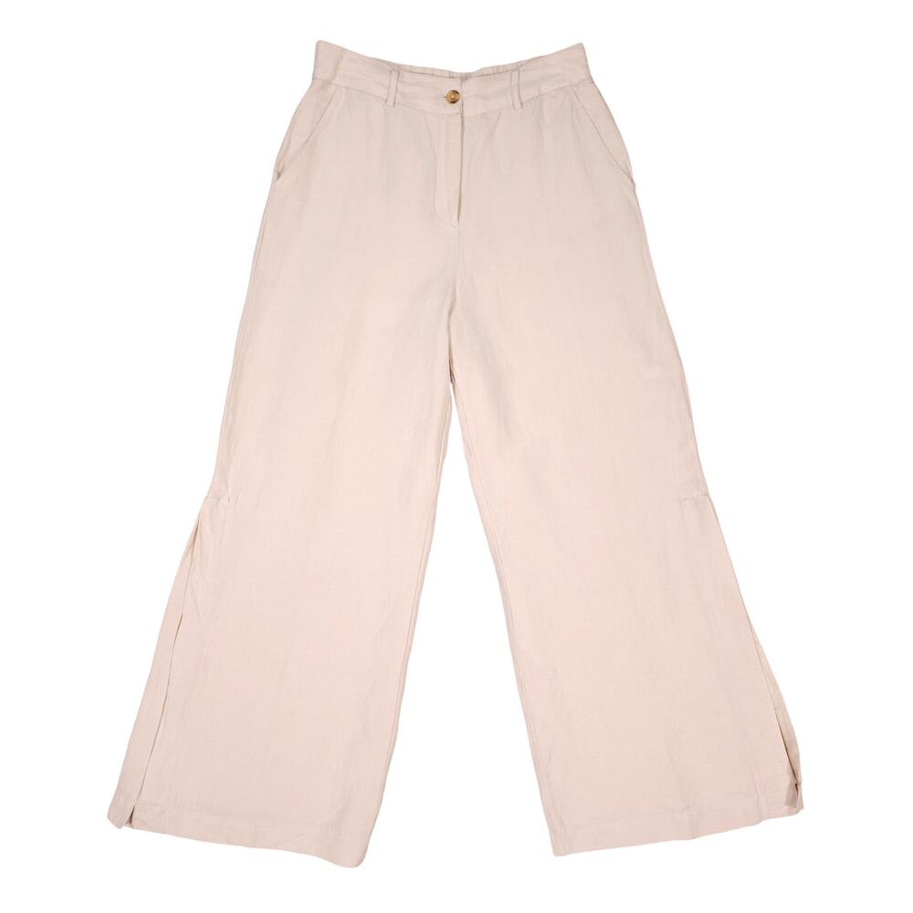 Boston Proper Linen Wide Leg Pants Natural Sz 10